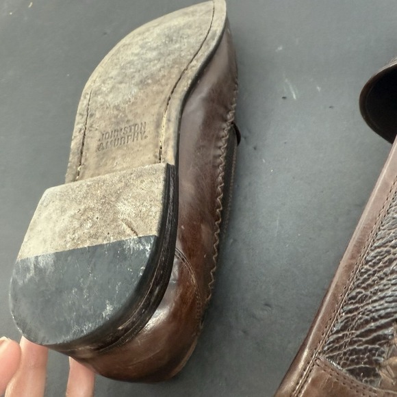 Johnston & Murphy Brown Croc Loafers Men's 10.5 M Leather Casual Shoes Slip On - Picture 13 of 16